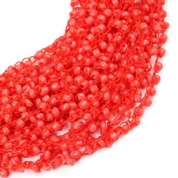 Red Beaded Bib Necklace - Picture 6 of 7